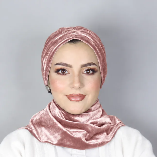 Turban Châle Hiver en Velours Haut de Gamme Ajustable - Fermeture Aimantée