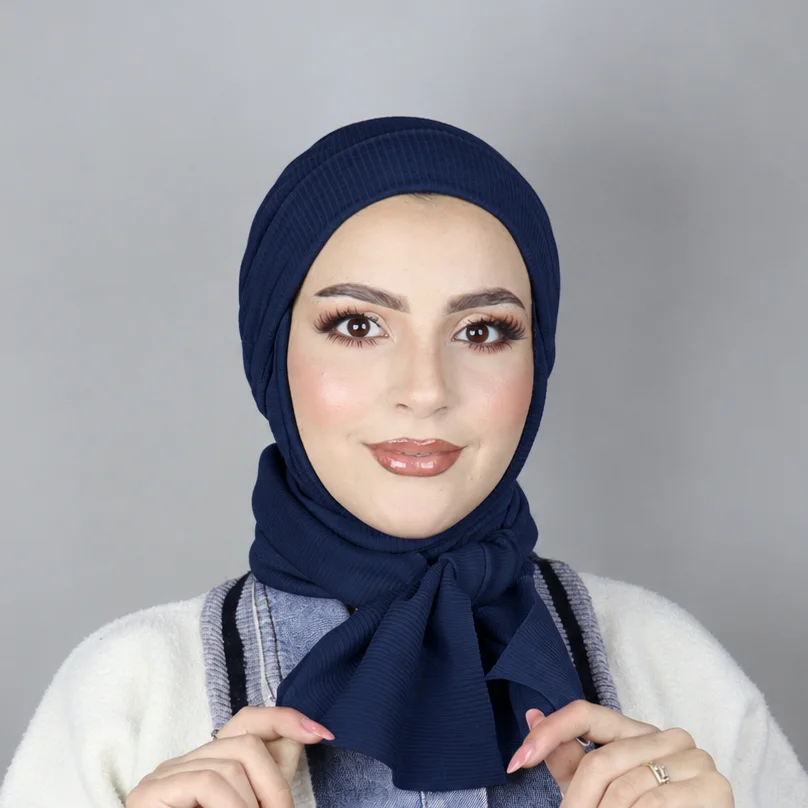 Turban Châle Coton Côtelé Ajustable - Confort Hivernal & Respirant