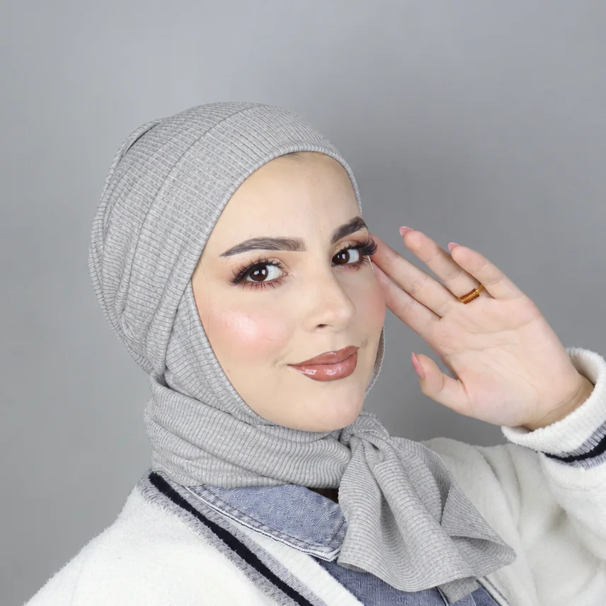 Turban Châle Coton Côtelé Ajustable - Confort Hivernal & Respirant