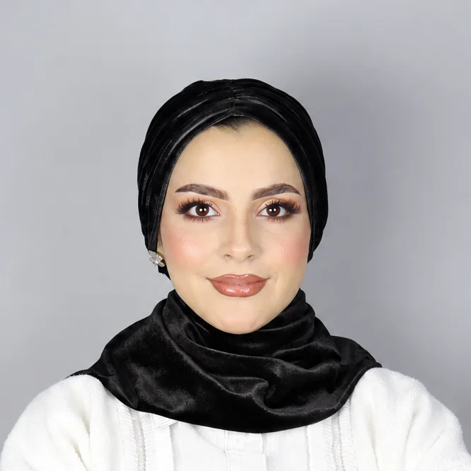 Turban Châle Hiver en Velours Haut de Gamme Ajustable - Fermeture Aimantée