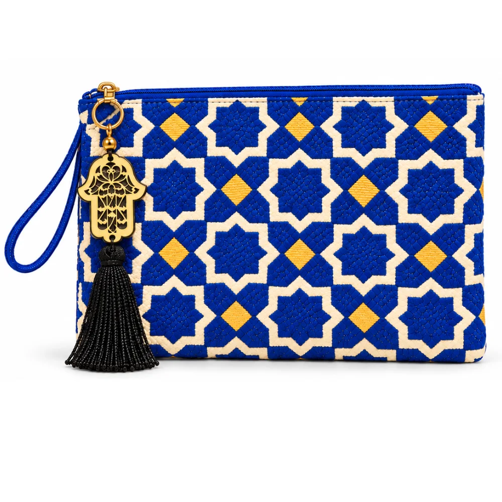 Pochette grande TRIO ZELLIGE blu