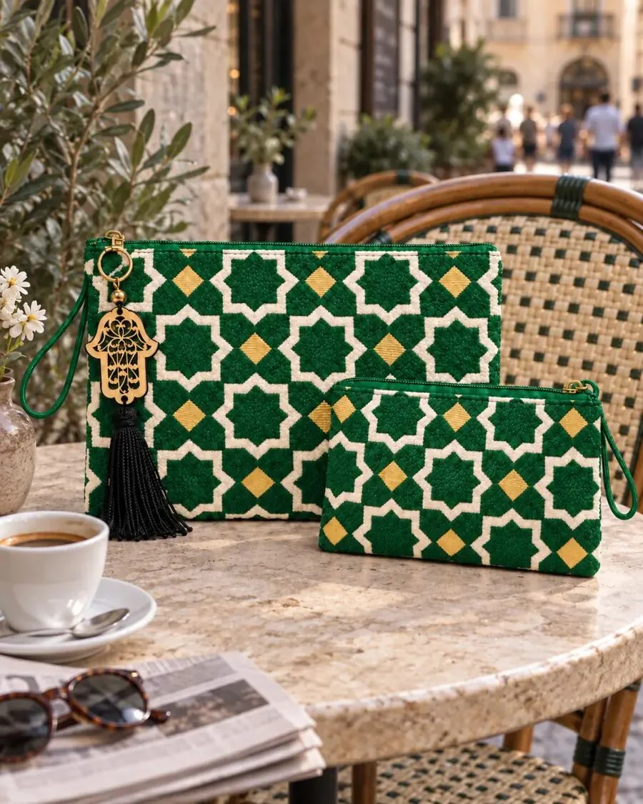 TRIO ZELLIGE verde in un ambiente mediterraneo