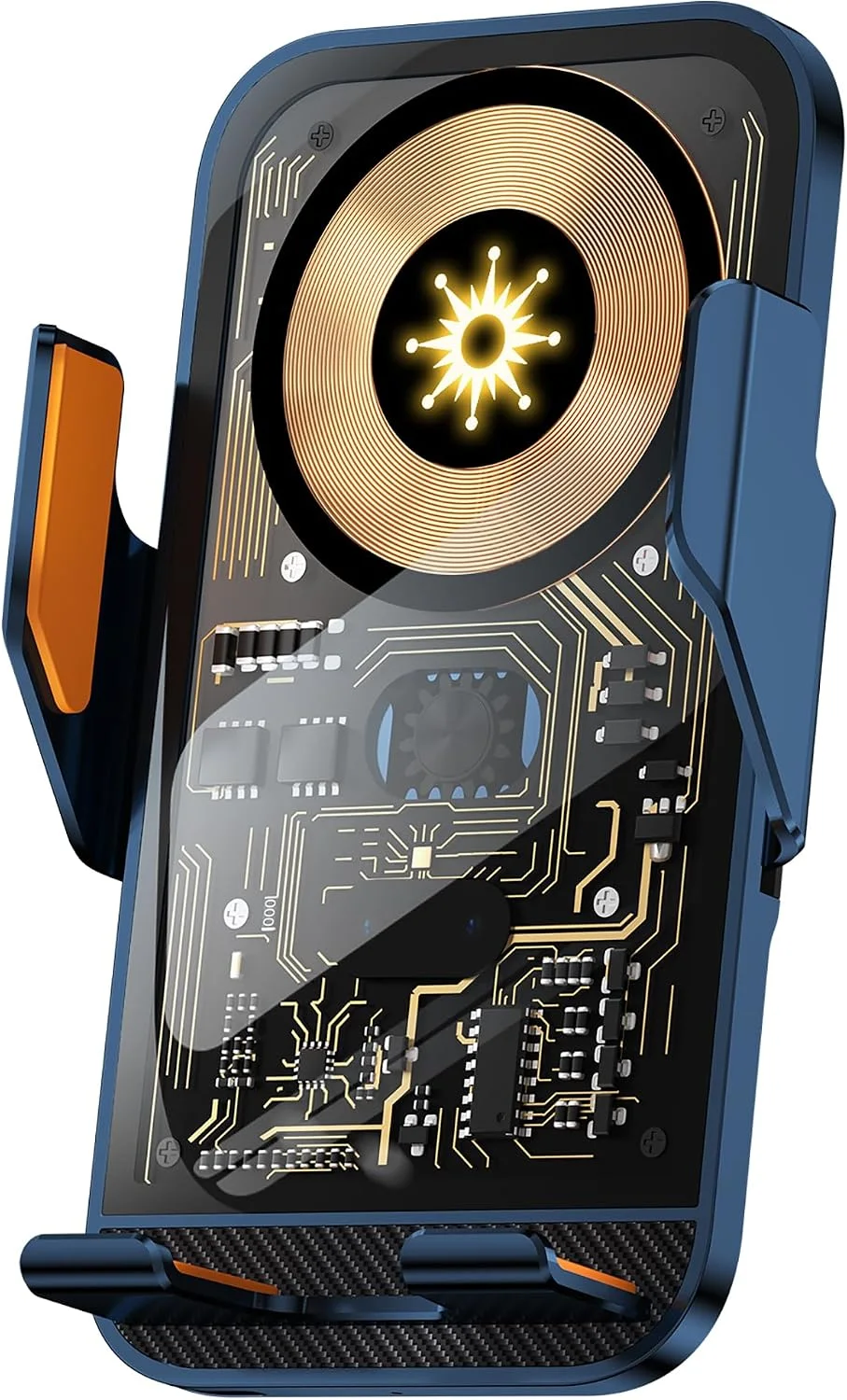 Support Téléphone Voiture avec Chargeur Sans Fil 15W Modèle C10 Design Transparent - حامل هاتف للسيارة مع شاحن لاسلكي سريع 15 واط موديل