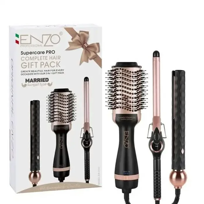 Gift Pack Enzo EN-3311 3 En 1, Sèche-cheveux, Lisseur, Boucleur