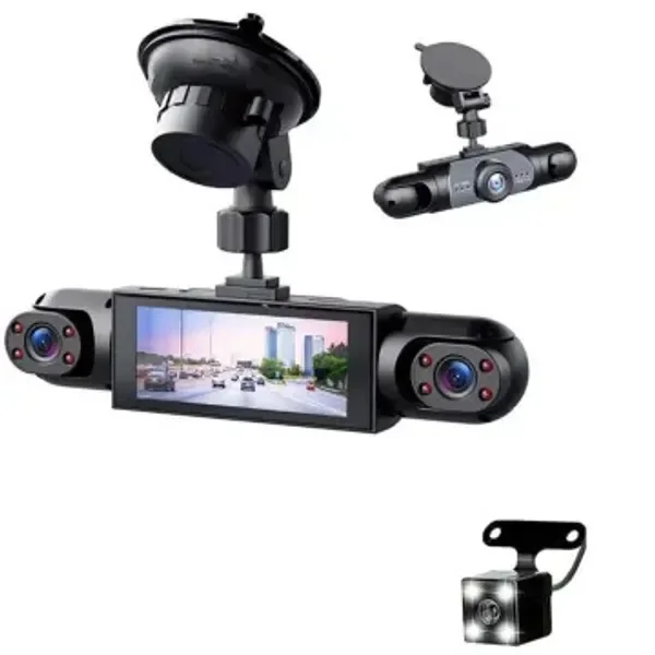 داش كام للسيارة 4 قنوات بدقة HD 1080P مزودة ببطارية قابلة للشحن  مع واي فاي (WiFi) (ضمان عامين)