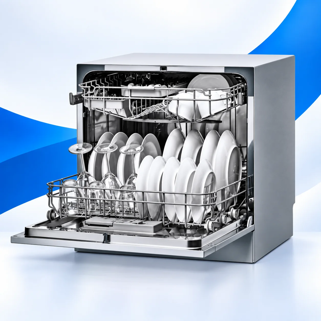 Lave-vaisselle Schneider WQP8-3802H – 8 couverts – 8 programmes – Silver