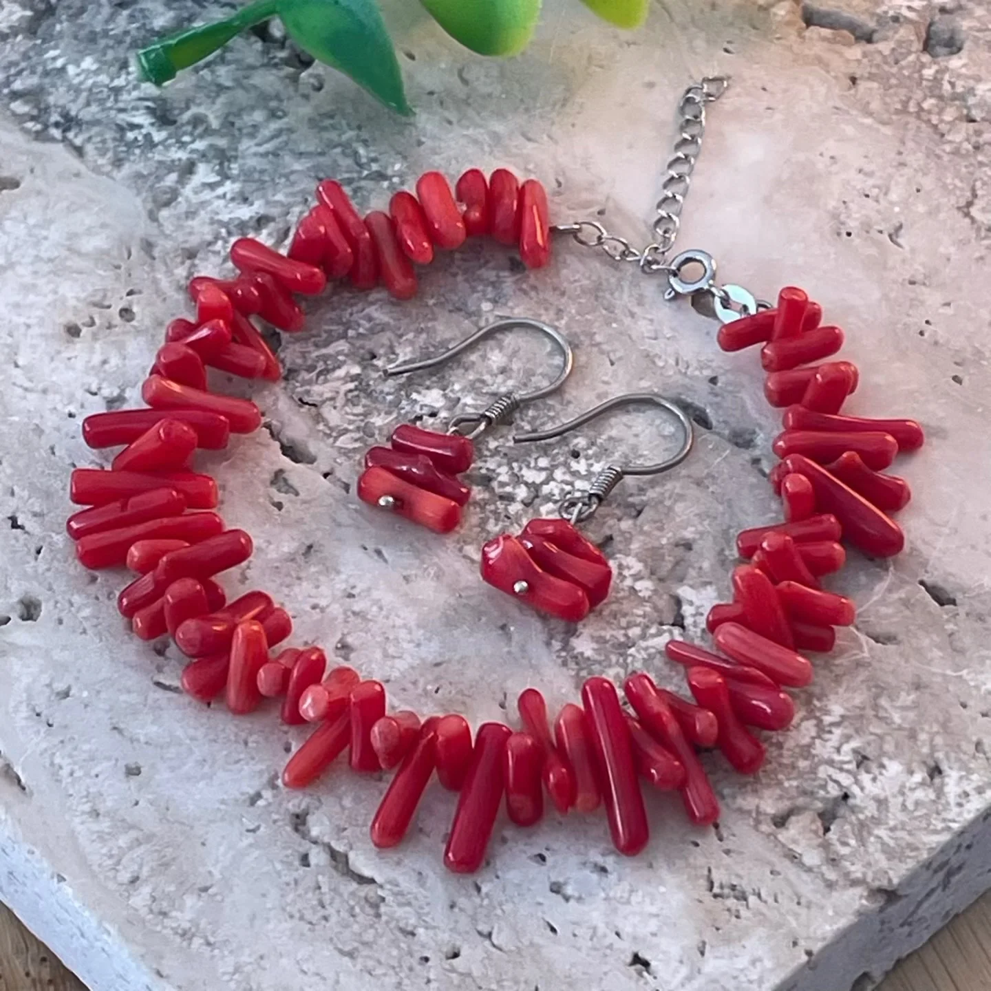 Bracelet et boucle en argent corail