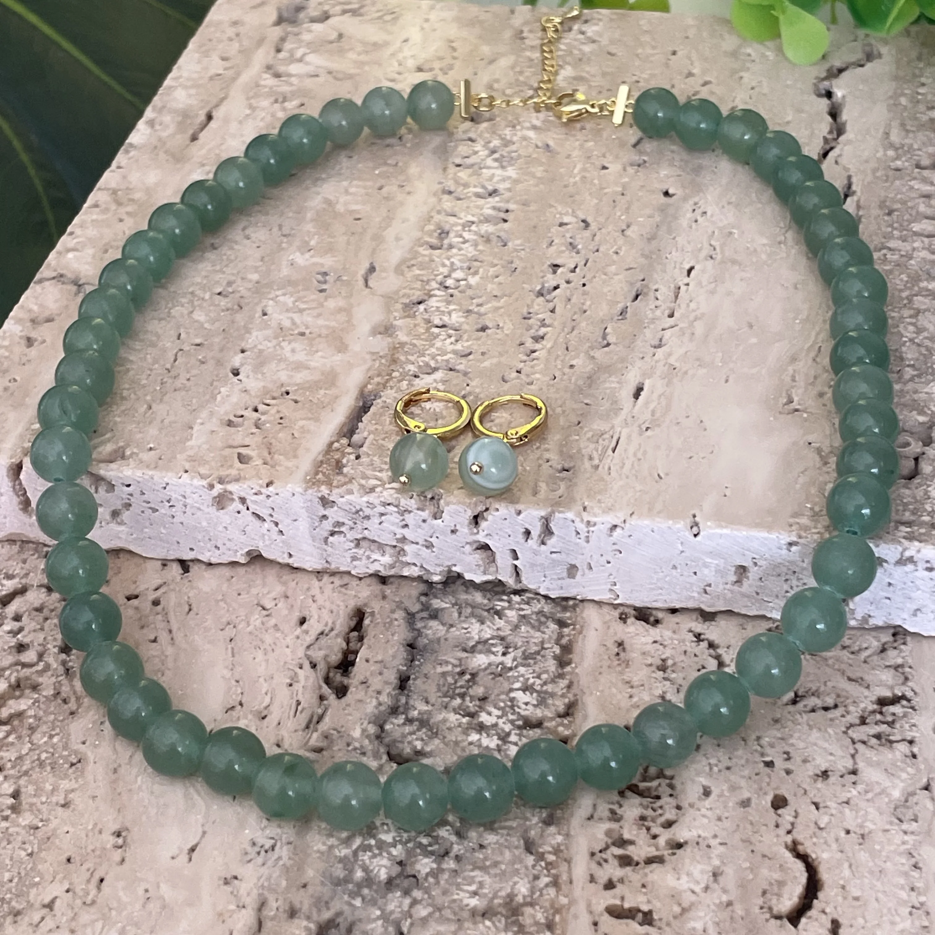 Collier aventurine et boucle