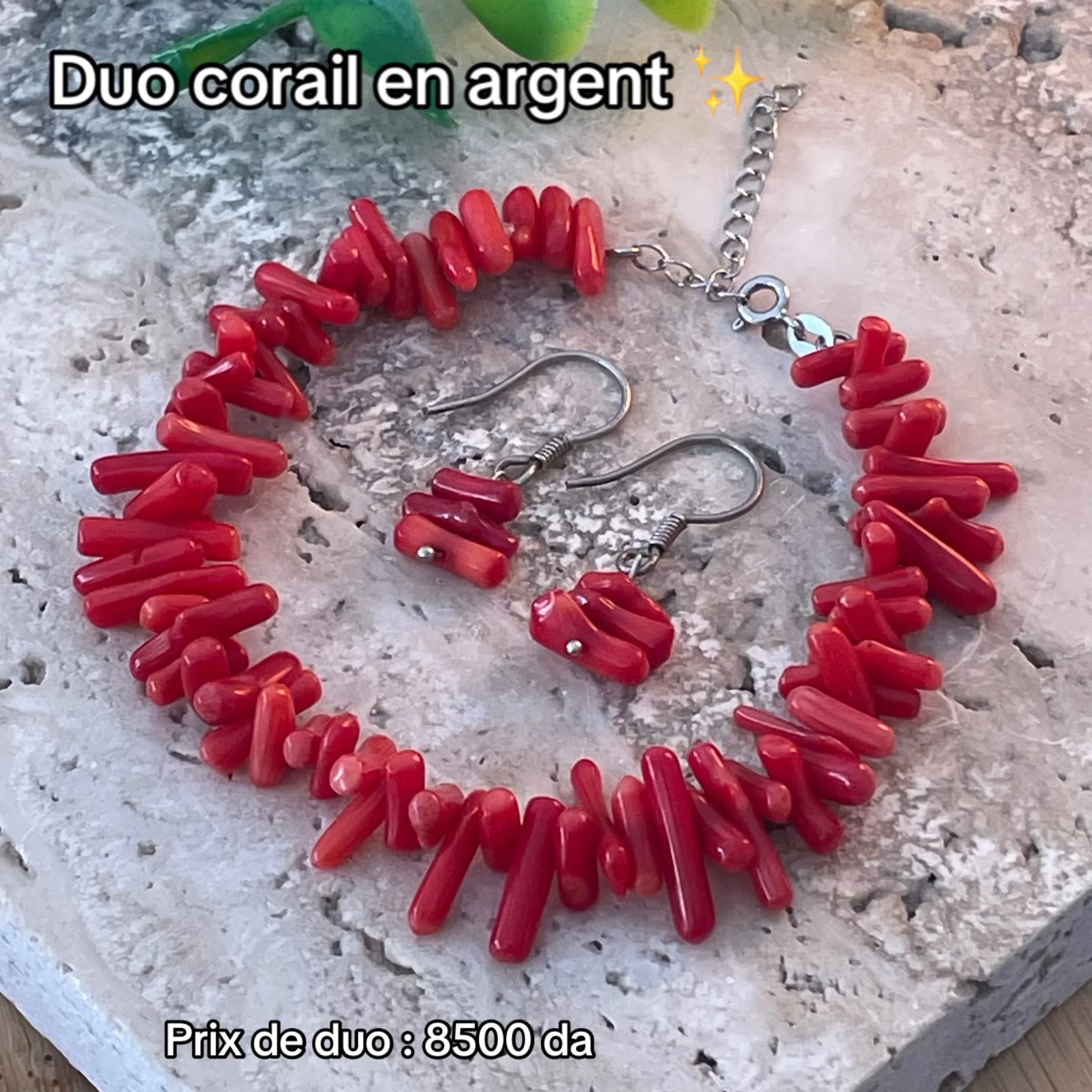 duo corail et boucle en argent a petit prix