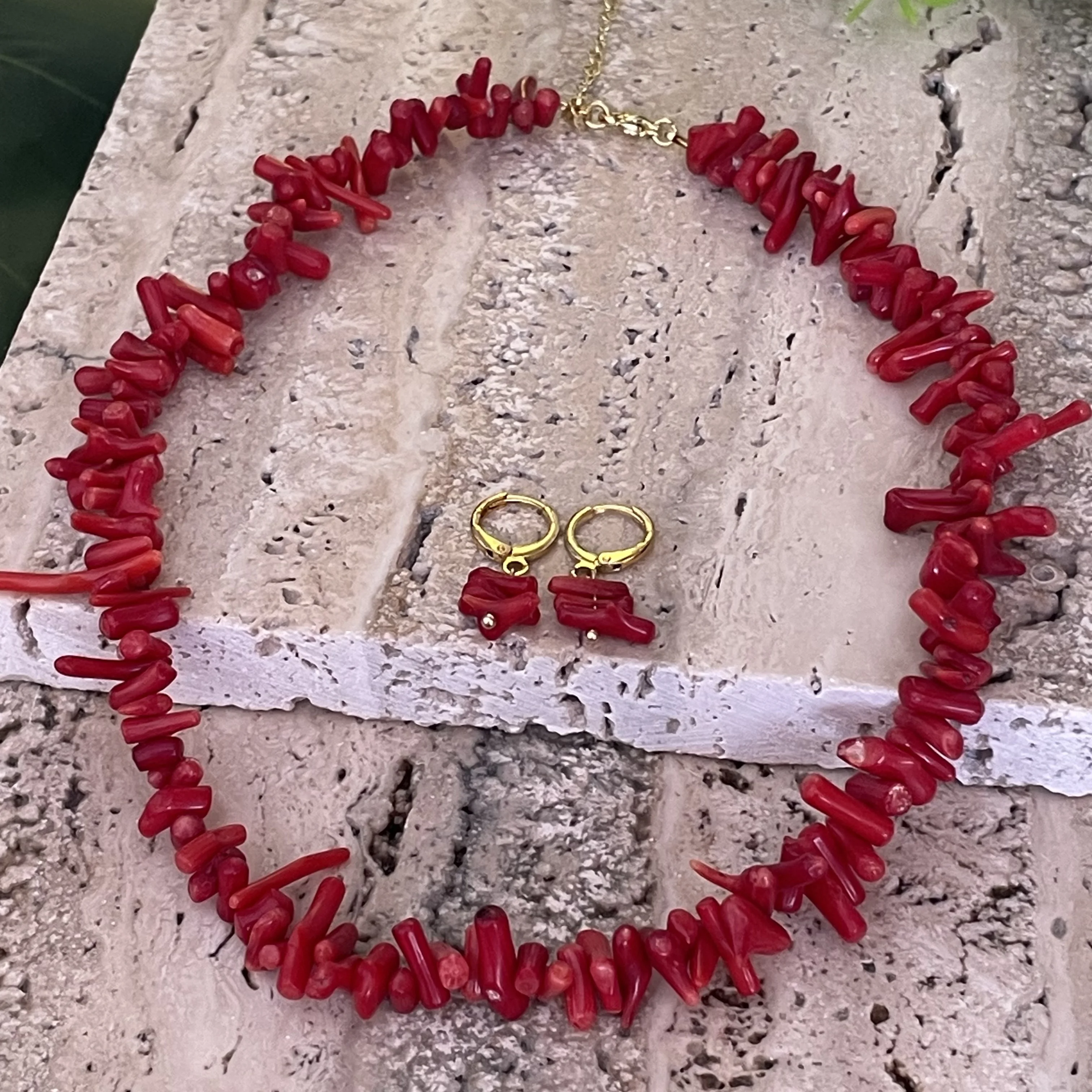 collier corail et ces boucle