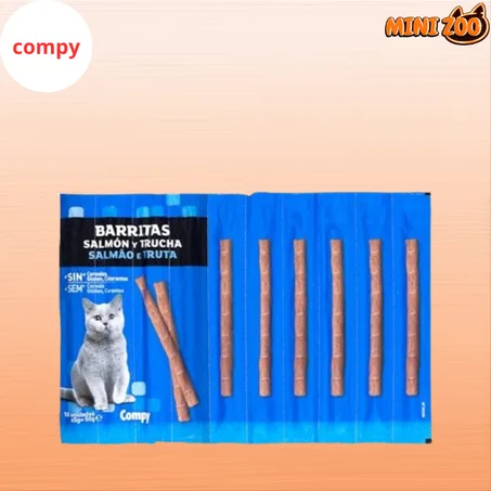 Friandises pour Chats Adultes – la Volaille et au Saumon – 10 Sticks