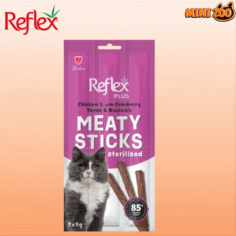 Reflex Sticks , viande aromatisés au poulet et aux canneberges 3x5g