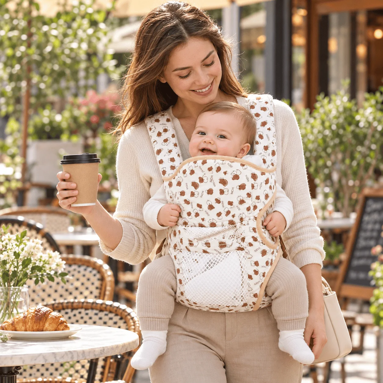 Porte-bébé ergonomique avec poches latérales