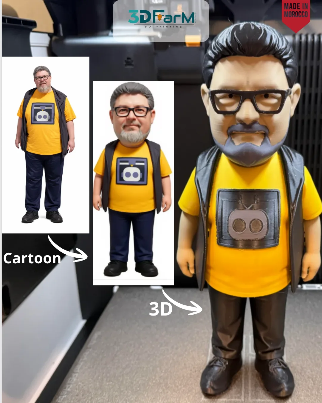 Figurine Personnalisée Style Cartoon+Socle offert Gratuite