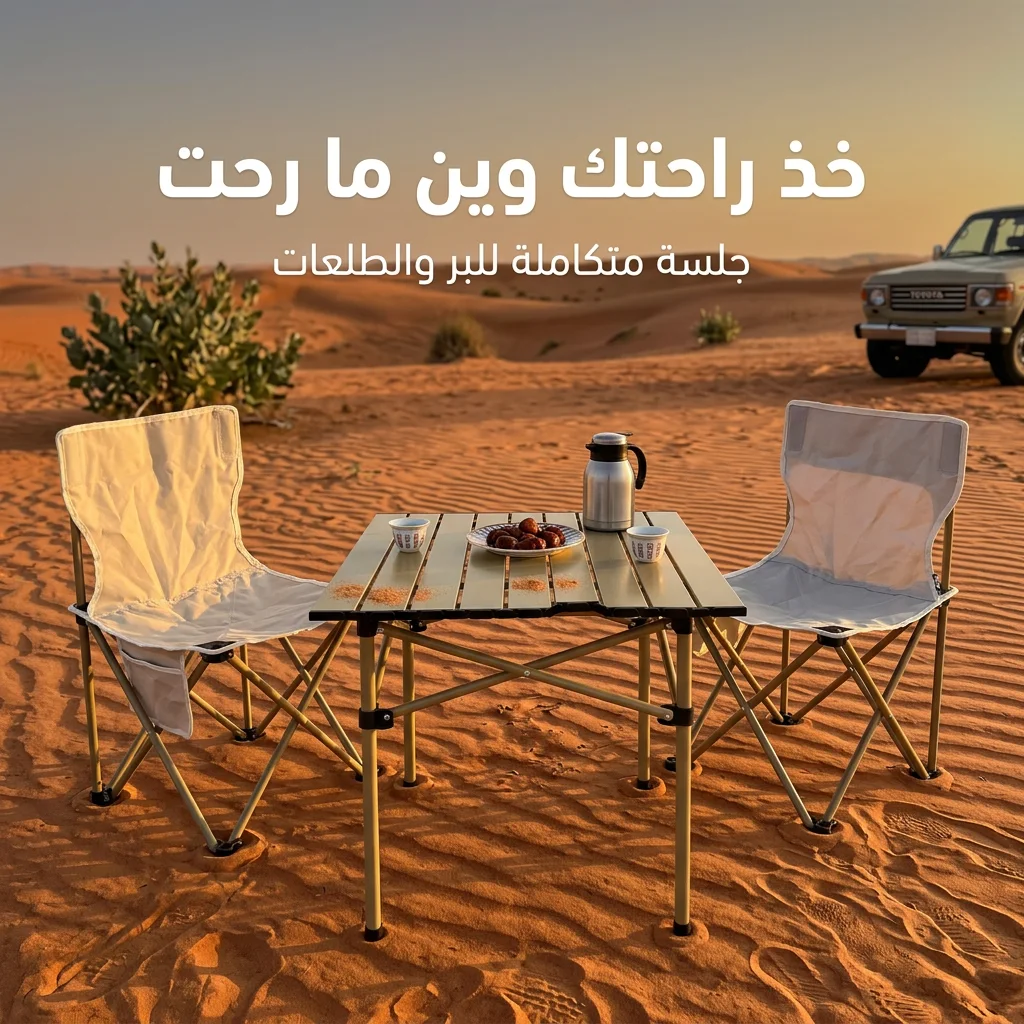 مجموعة البر والطلعات (طاولة مع 2 كراسي)