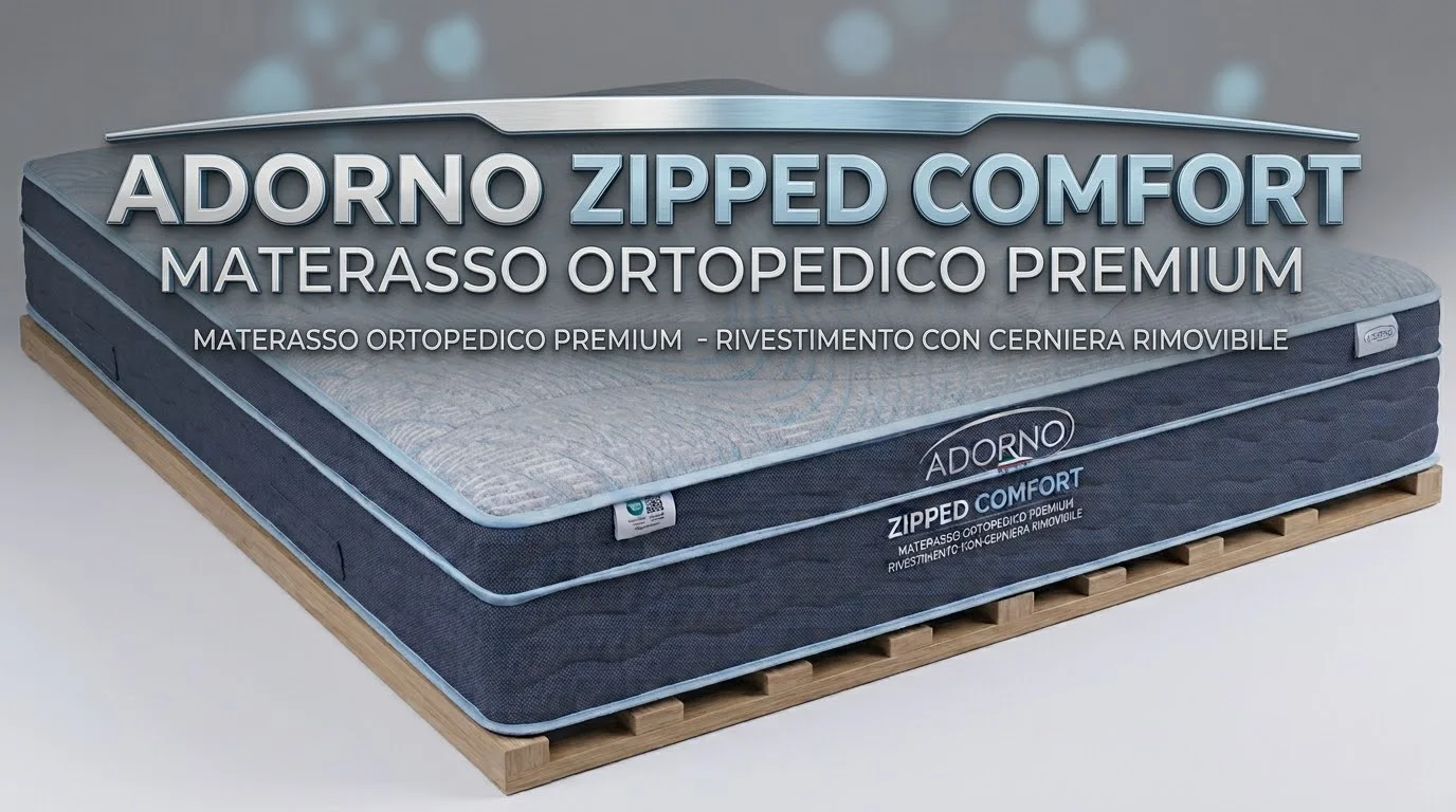 Matelas Adorno Zipped Comfort  – Mousse à mémoire de forme Premium, fabrication italienne Hauteur 30 cm  pour lit 180x200 cm