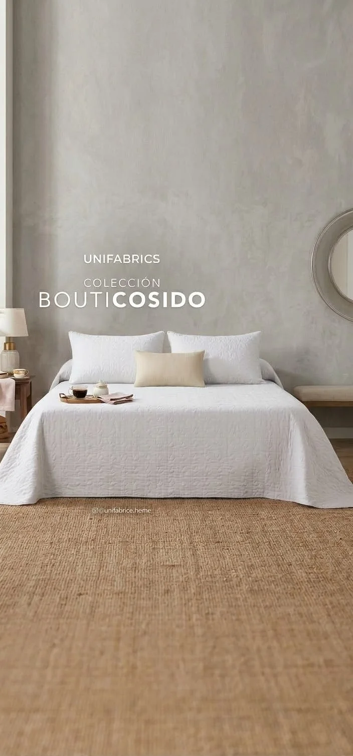 Couvre-lit  boutis LISO UNI Couleur Blanc  de UNIFABRICS comprend 2 Housses d'oreillers