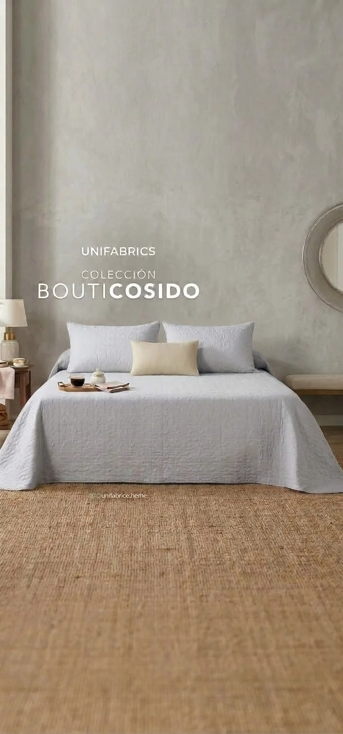 Couvre-lit  boutis LISO UNI Couleur NUDE  de UNIFABRICS comprend 2 Housses d'oreillers (KING SIZE)
