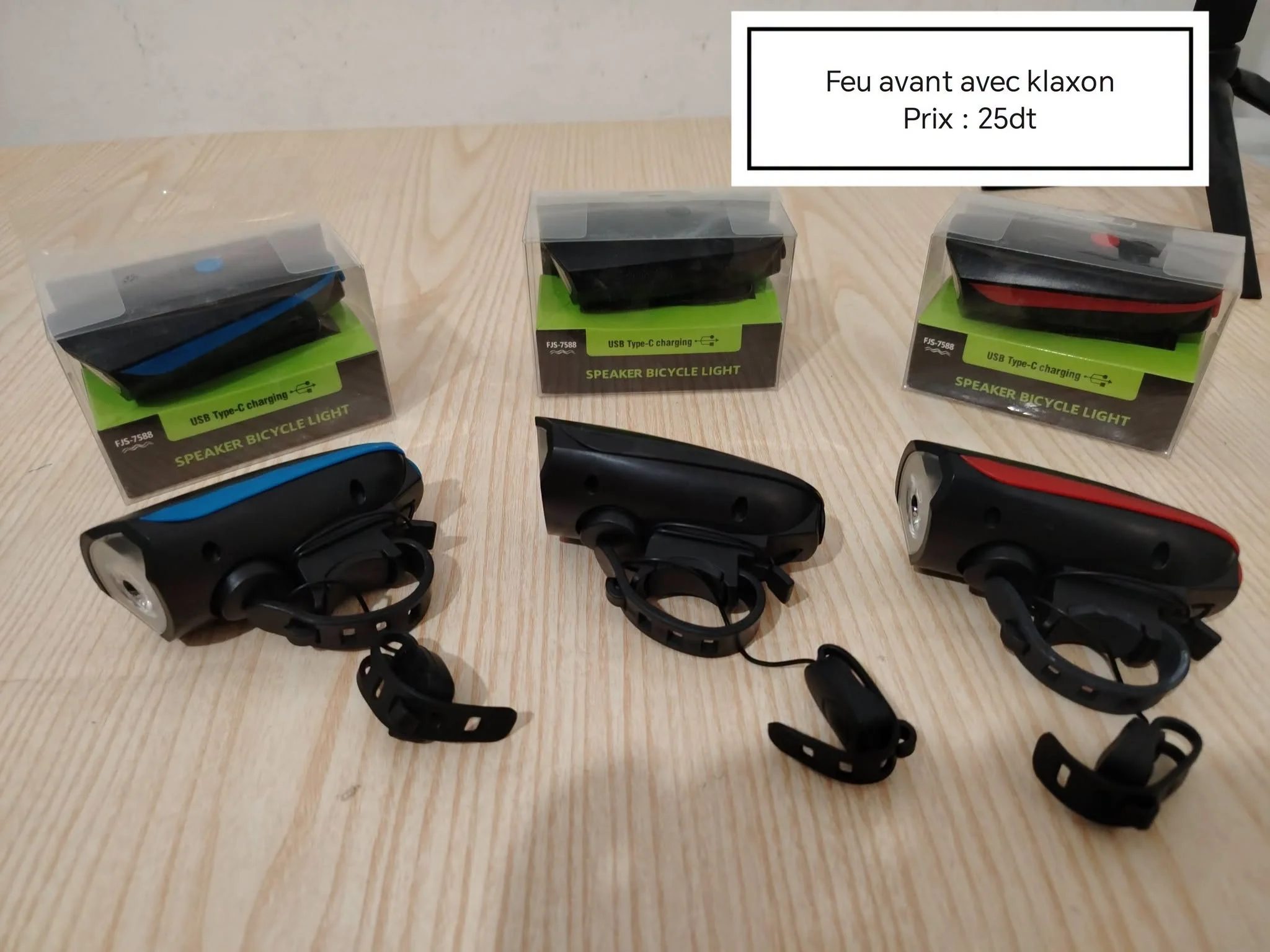 feu avant avec klaxon rechargeable