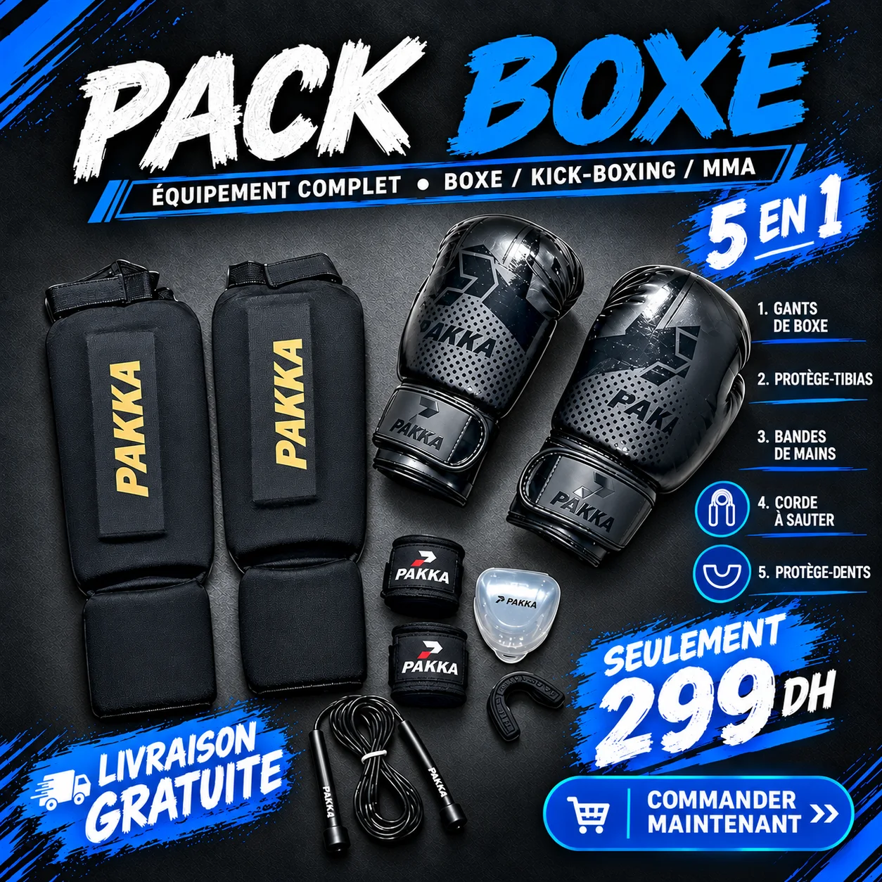 PACK BOXE 6 EN 1 – L’ÉQUIPEMENT COMPLET DU COMBATTANT Black