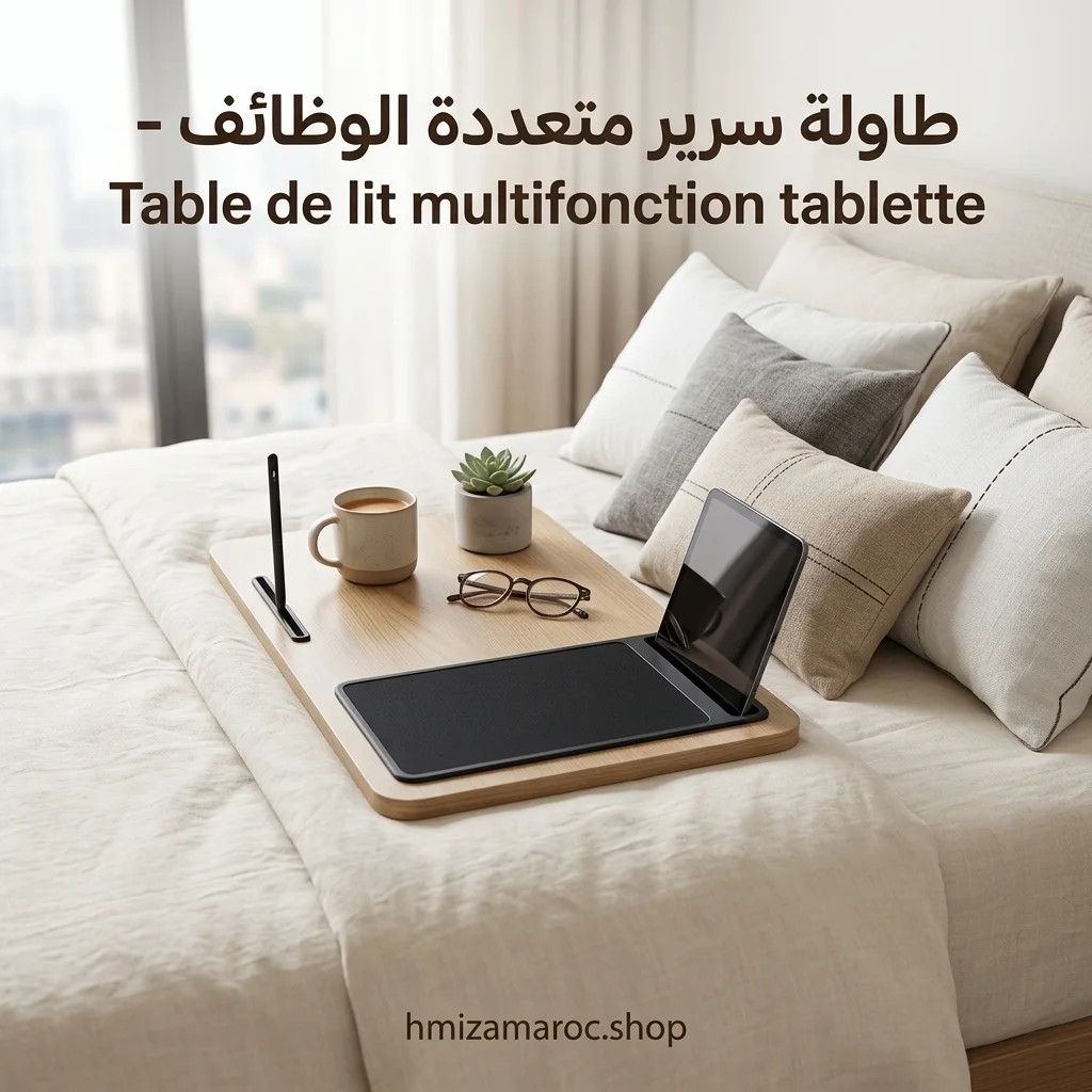🛏️ طاولة سرير متعددة الوظائف مع لوح عملي – Table de lit multifonction tablette