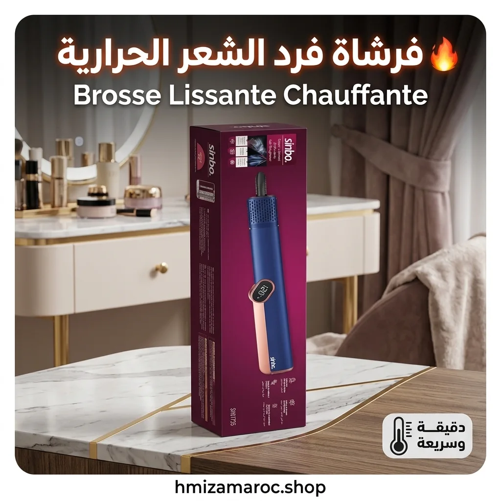 🔥 فرشاة فرد الشعر الحرارية – Brosse Lissante Chauffante
