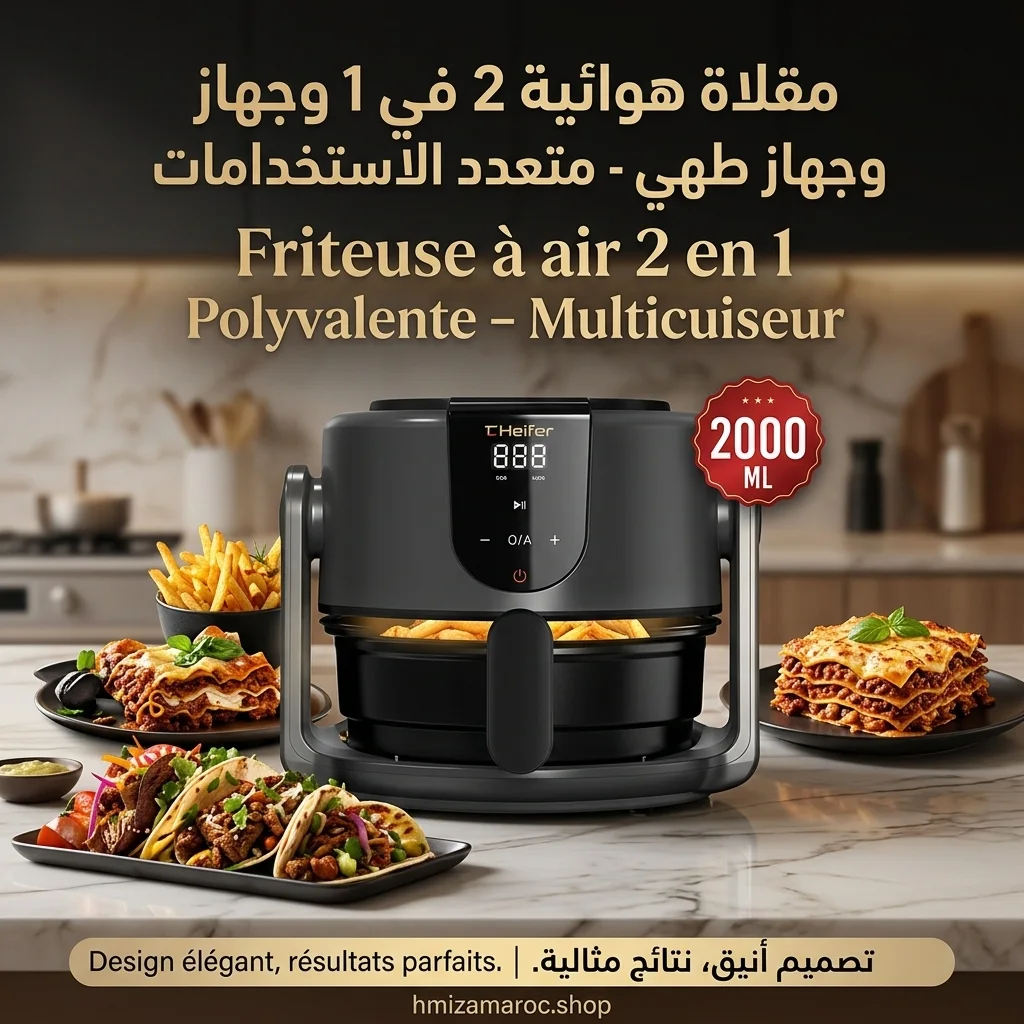 🔥 مقلاة هوائية 2 في 1 وجهاز طهي متعدد الوظائف - Friteuse à air chaud et multicuiseur