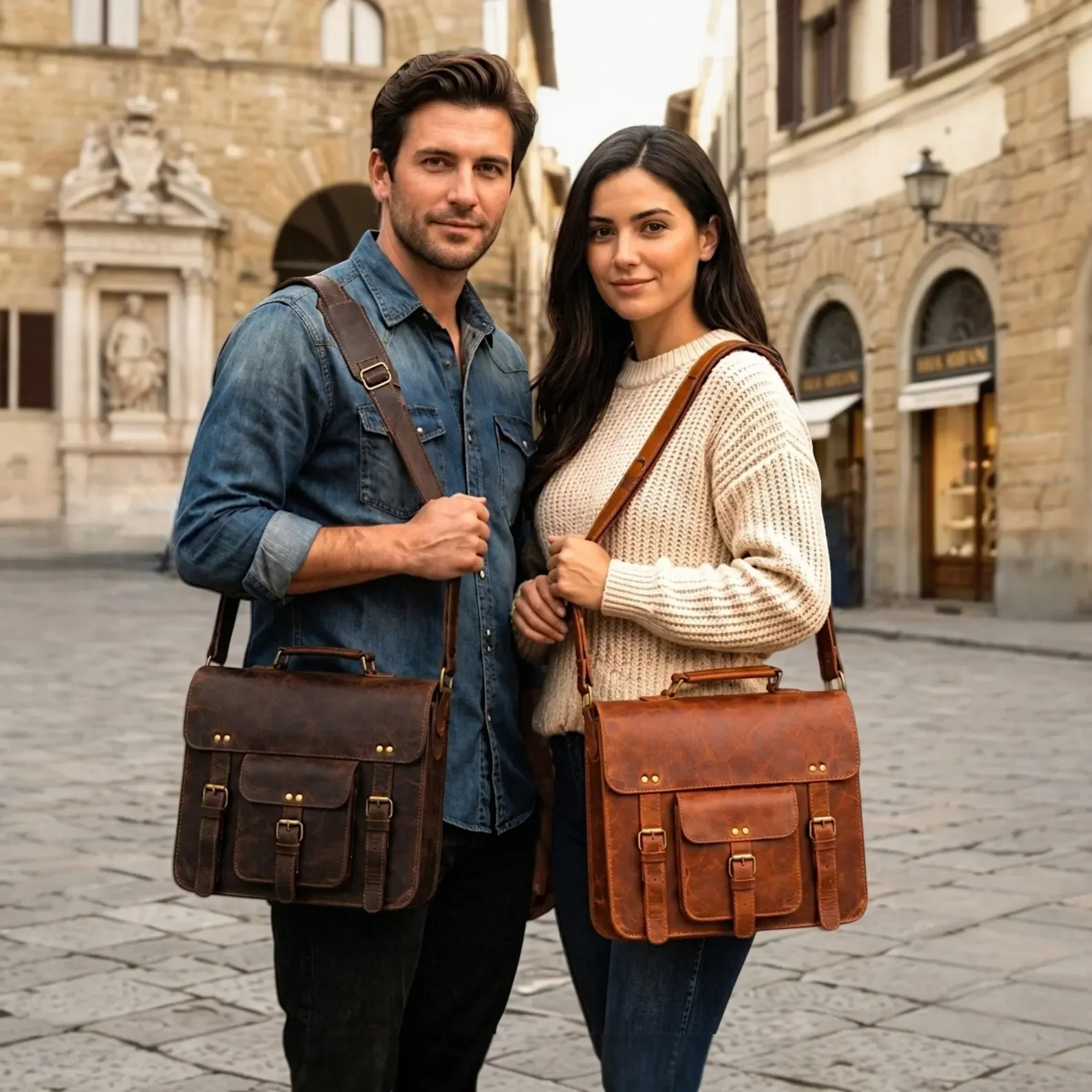 Sac messager en cuir