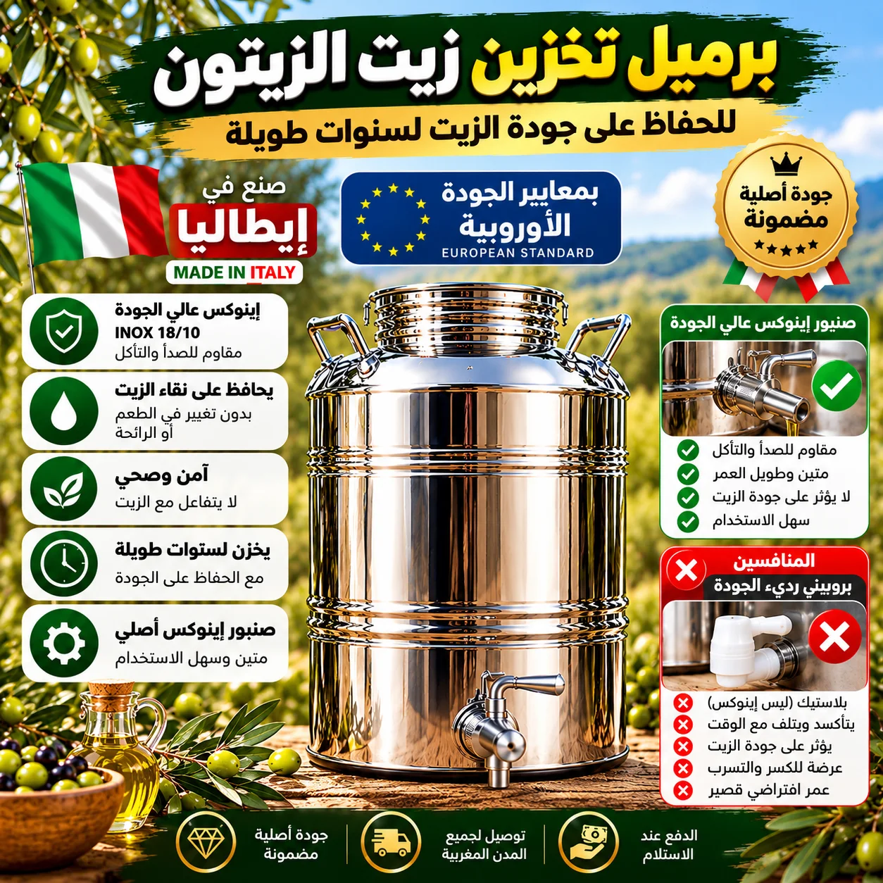 برميل الإينوكس الإيطالي 18/10