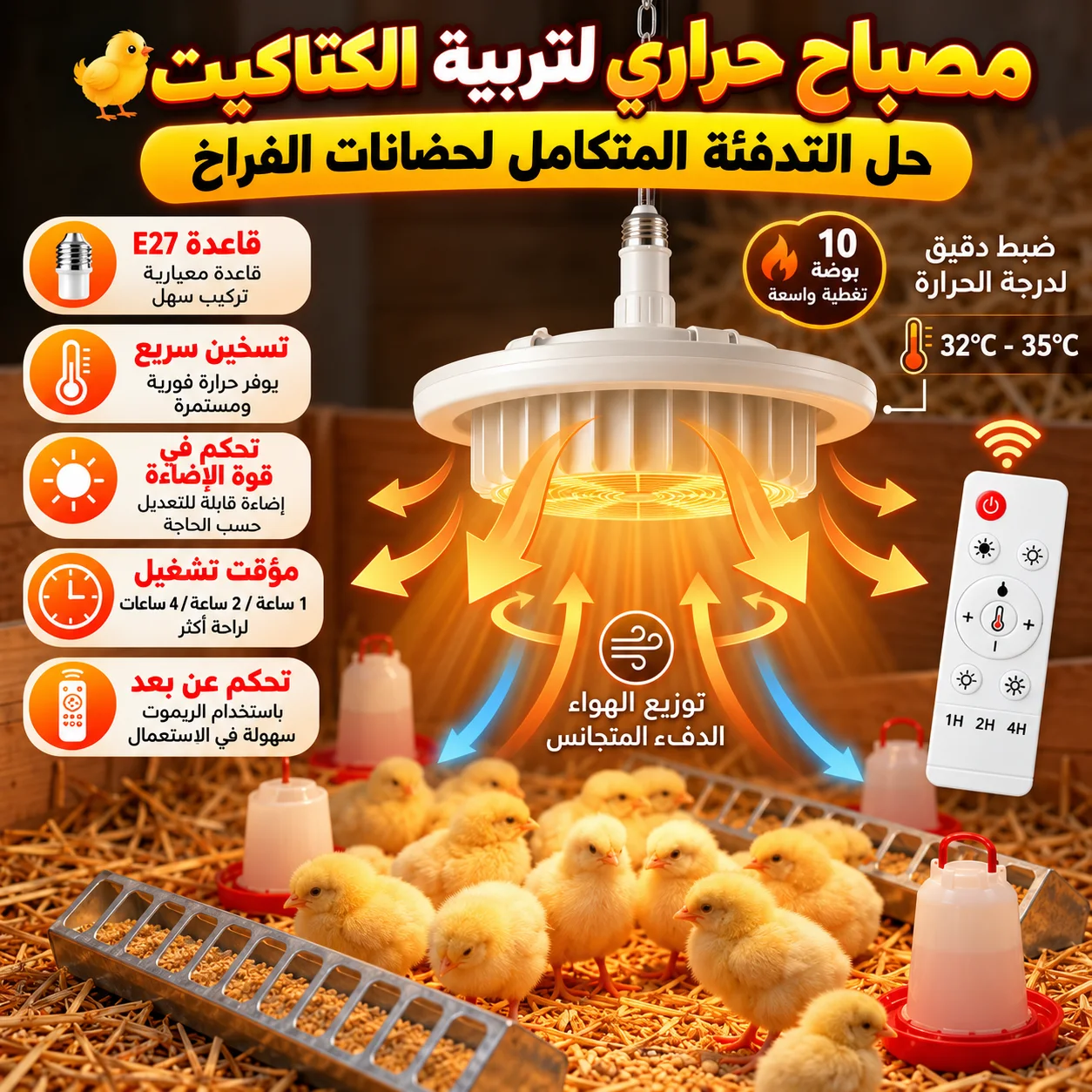 المصباح الحراري لتربية الكتاكيت