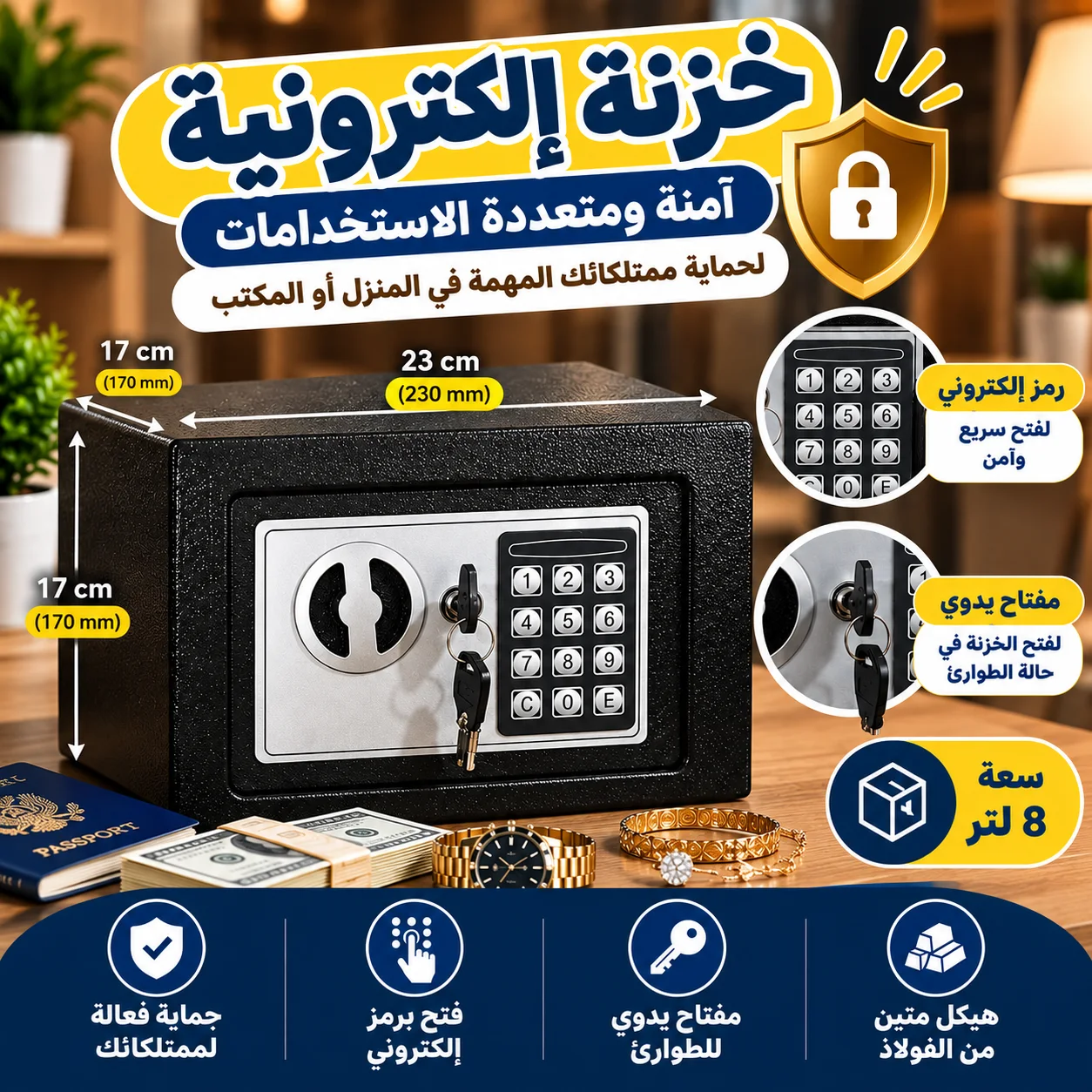 الخزنة الإلكترونية بميزة الفتح بالكود