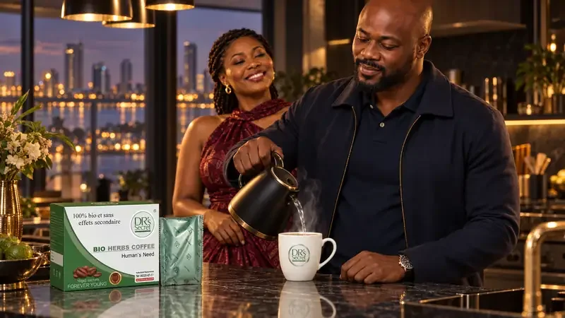 Couple complice avec DR's Secret Bio Herbs Coffee