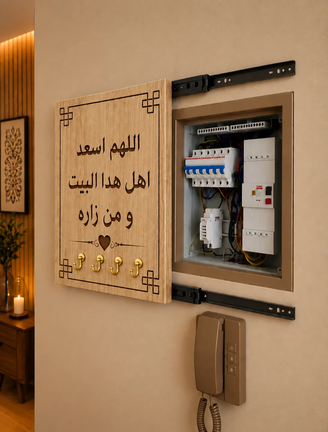كاش ديجانكتور منزلق بتصميم عصري ونقش إسلامي أنيق