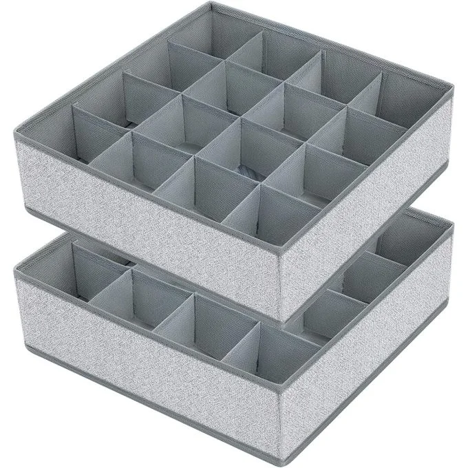 Organisateur de Tiroir et Vêtements Pliable (Lot de 2) – Compartiments pour Sous-vêtements et Chaussettes
