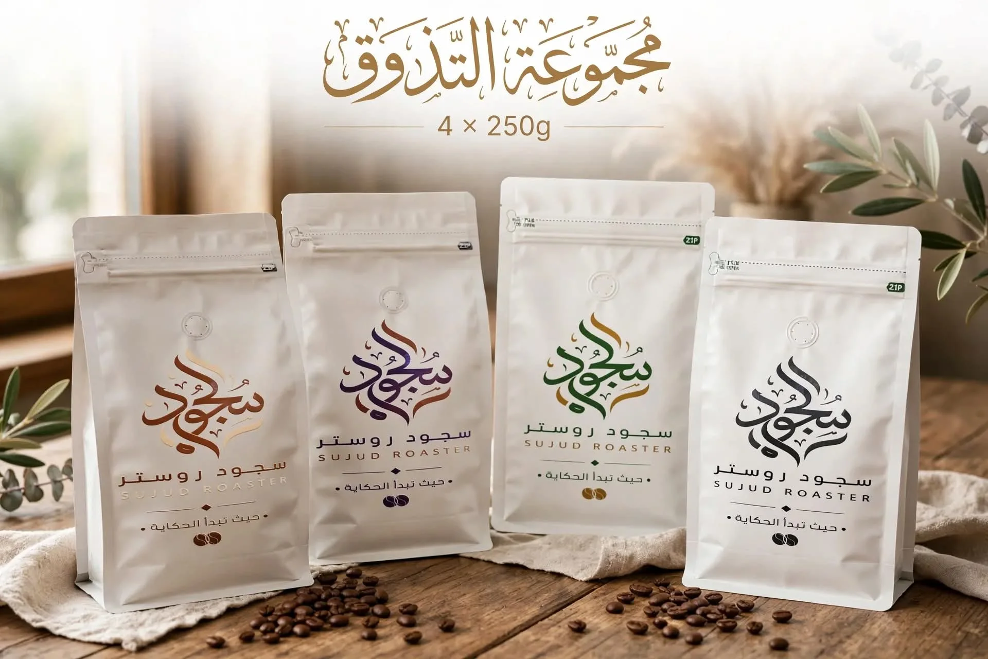 مجموعة التذوق 4 عوالم من النكهة في صندوق واحد. اكتشف قهوتك المفضلة بتوقيع Master Roaster محمد مرسولي