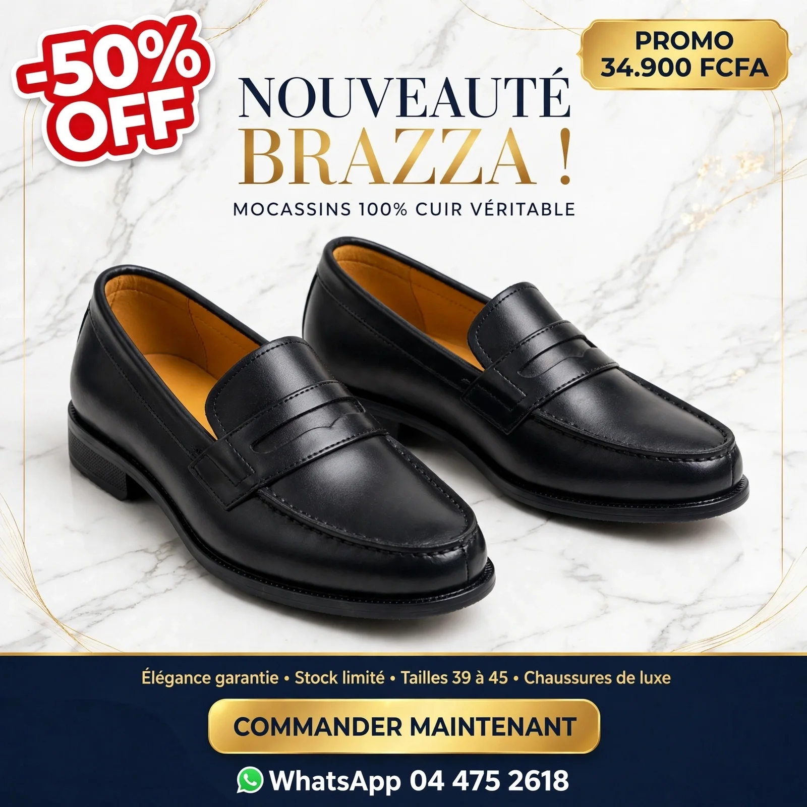 Mocassin Cuir NOIRE