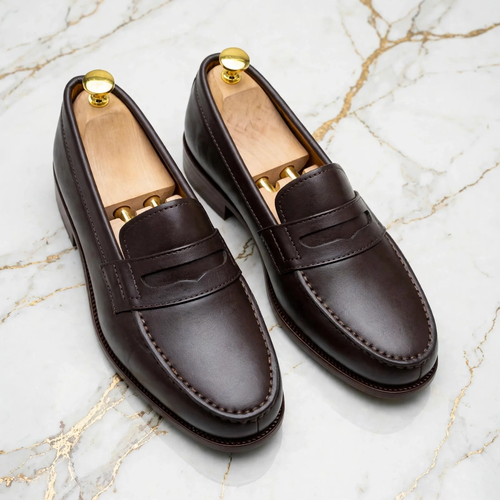 Mocassin penny loafers en cuir marron