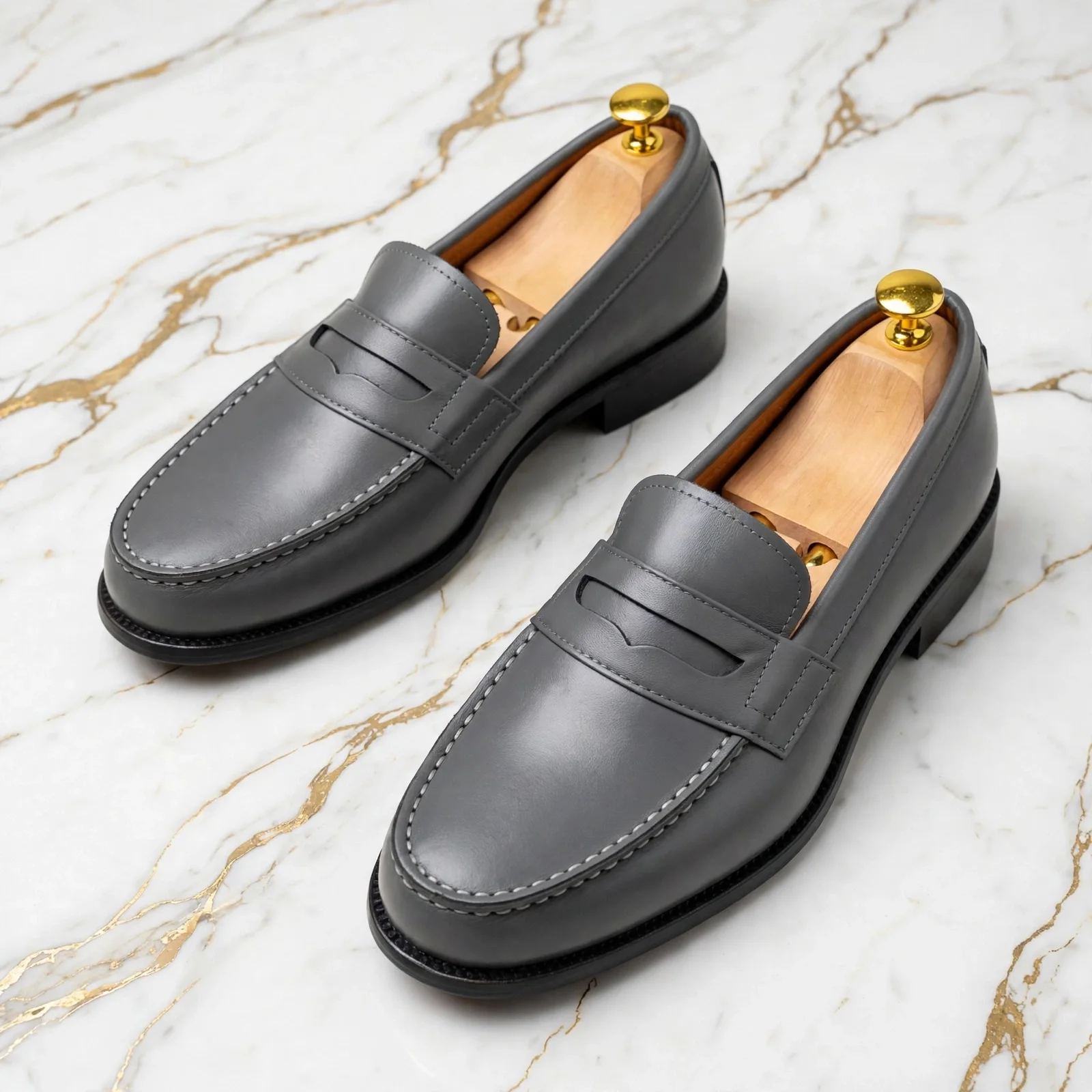 Mocassin penny loafers en cuir Grise