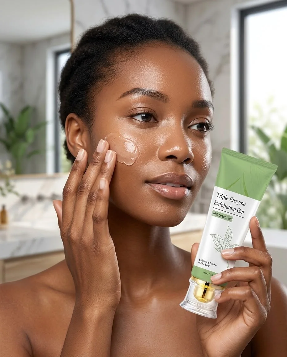🌿 Gel Exfoliant Triple Enzyme au Thé Vert – Peau Lisse & Teint Éclatant