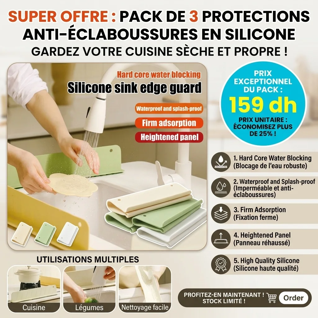 Pack de 3 Protège-bordure pour évier de cuisine