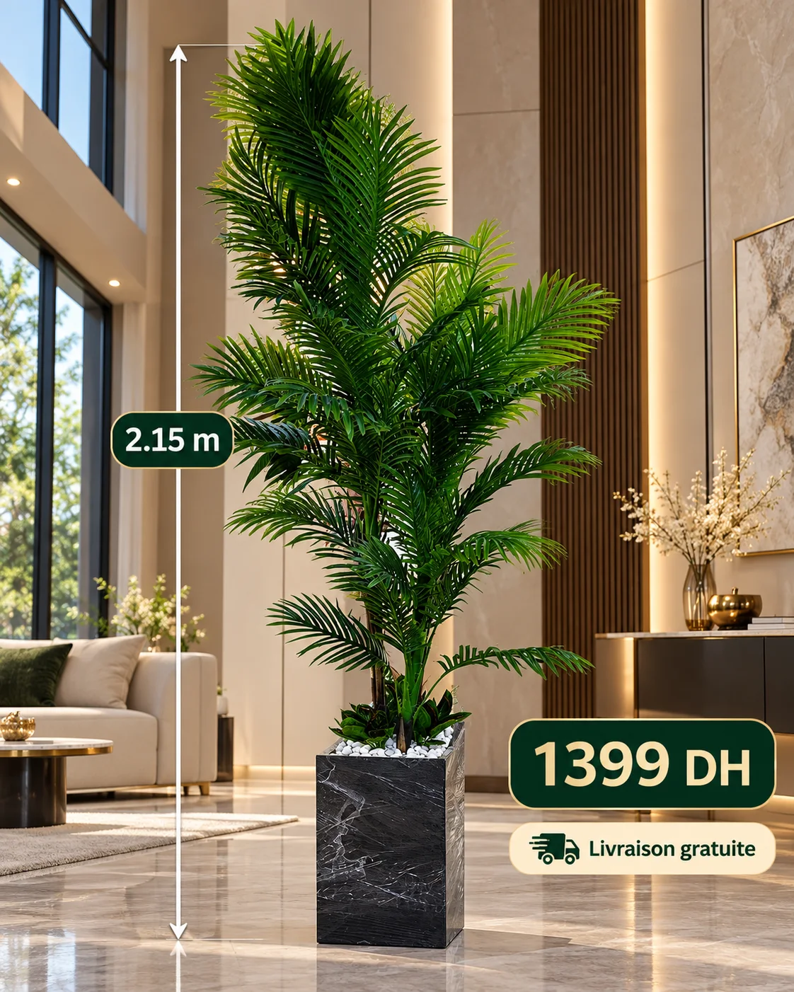 Palmier Artificiel Premium – 2,15 m