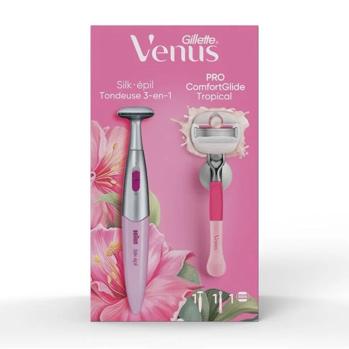 Gillette Venus rasoir pro confortglid tropical + tendeuse silk epil 3 en 1