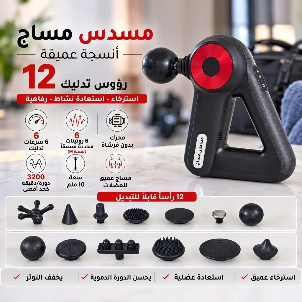 مسدس التدليك الإحترافي 12 رأس
