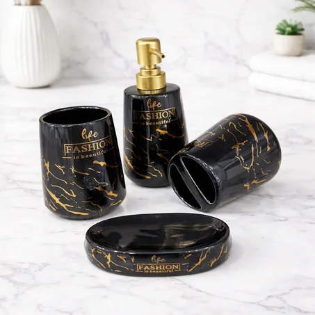 Ensemble d’Accessoires de Salle de Bain 4 Pièces en Céramique