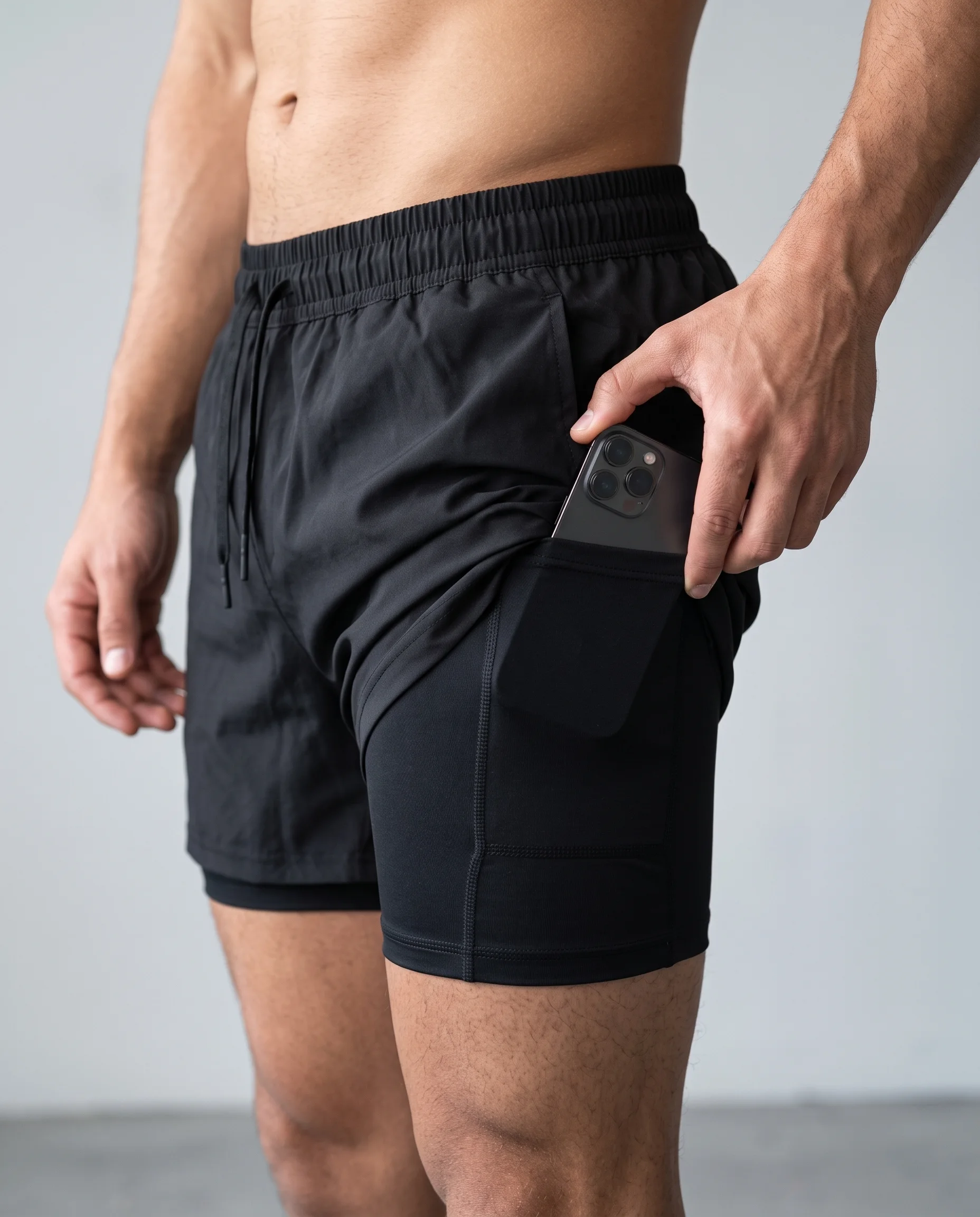Short de Sport 2en1 Homme – Noir