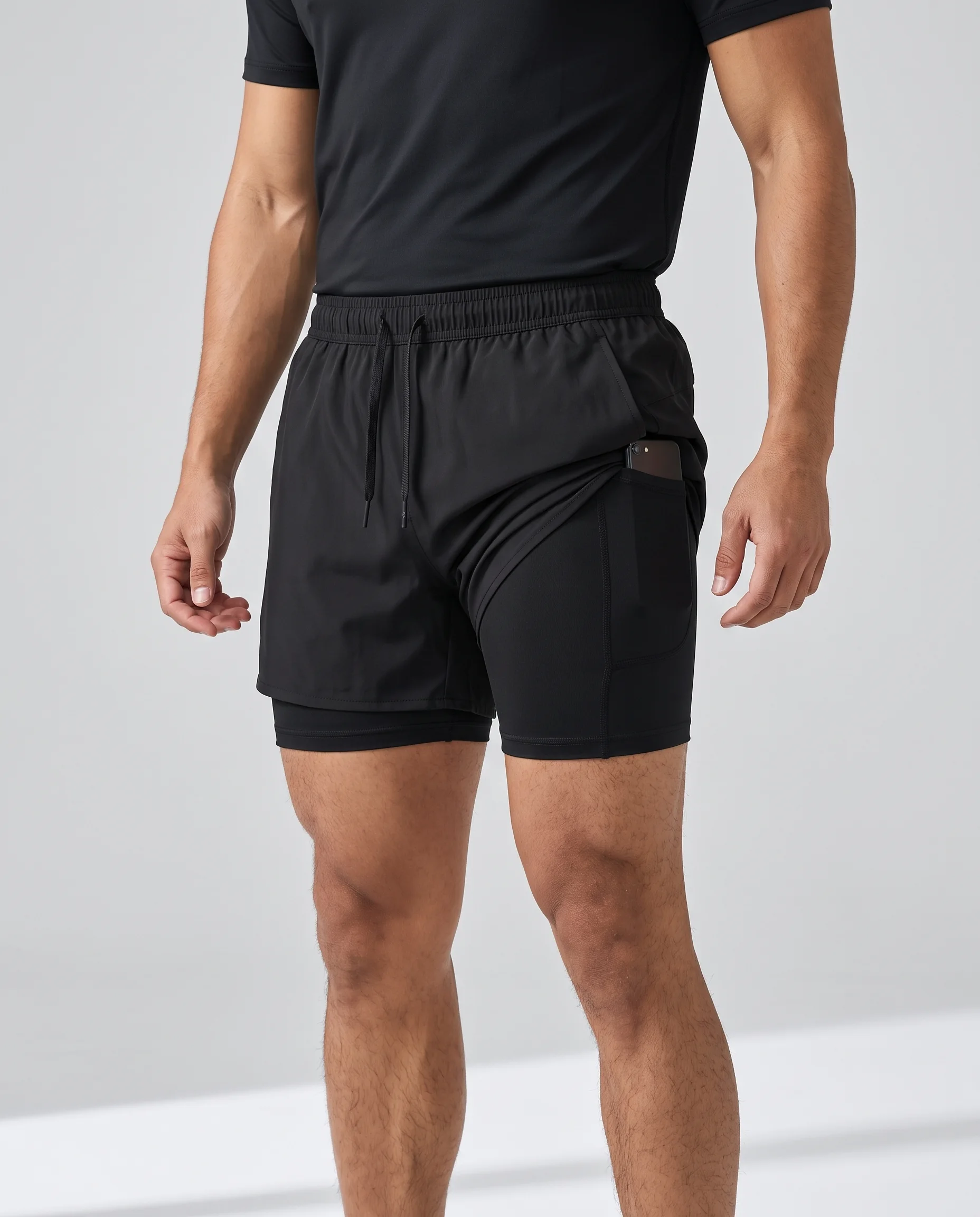 Short de Sport 2en1 Homme – Noir