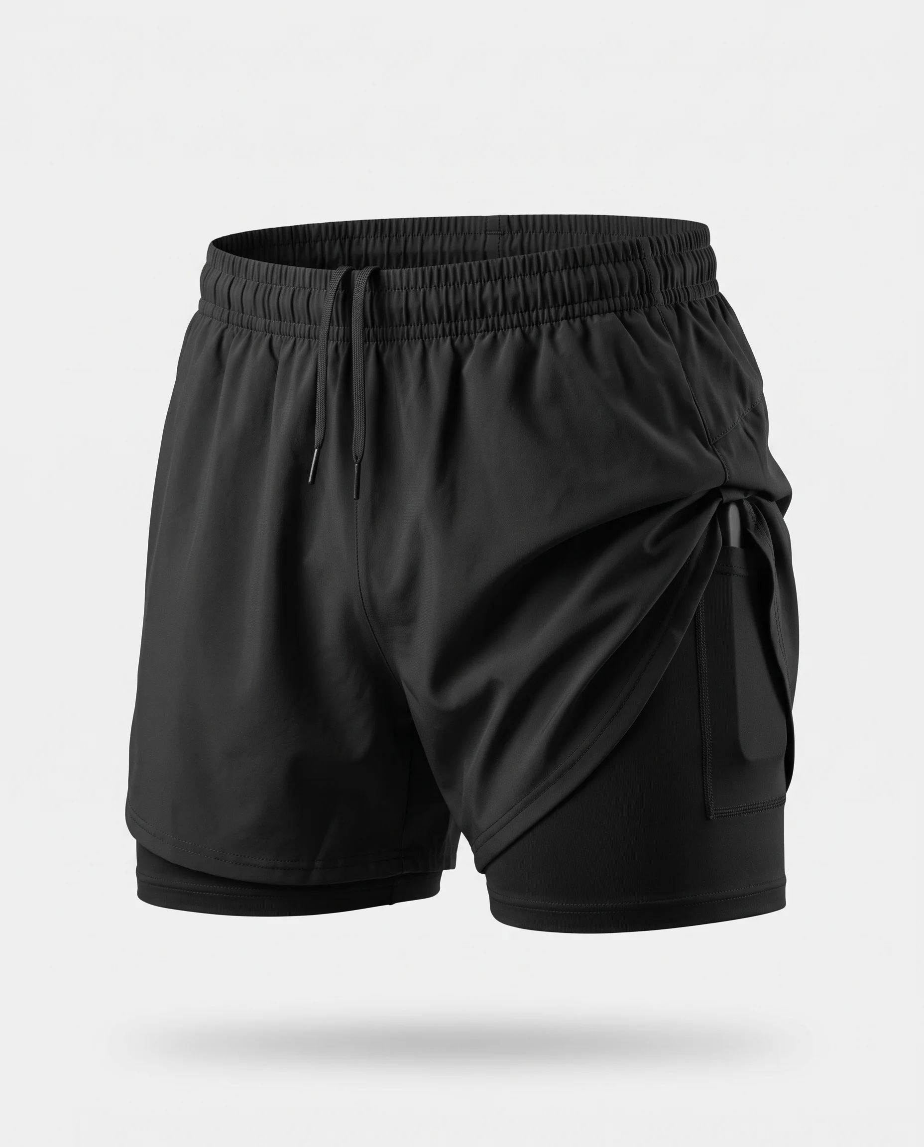 Short de Sport 2en1 Homme – Noir
