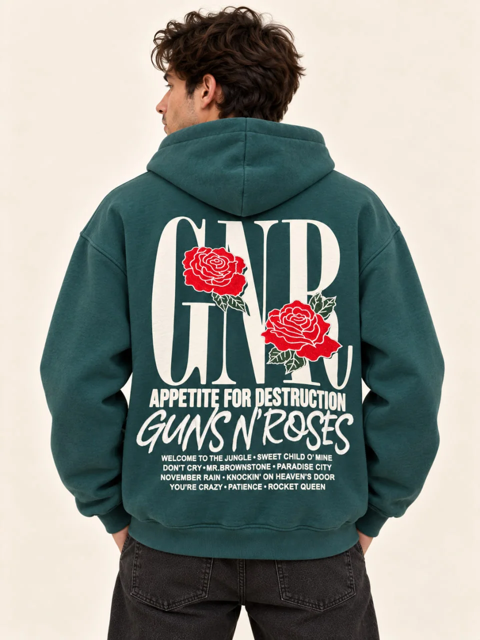 green hoodie