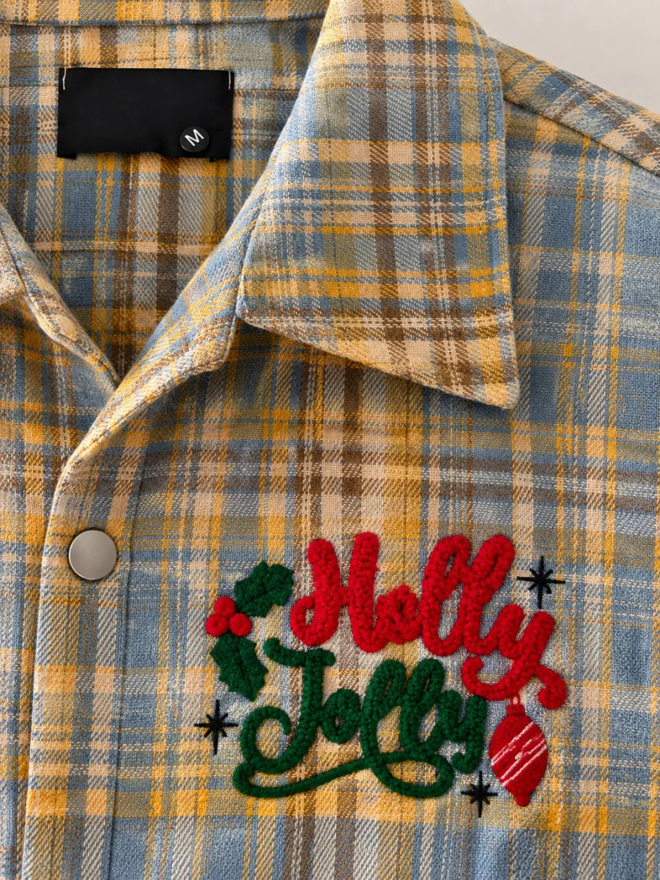blue-and-gold Holly Jolly shirt - 5