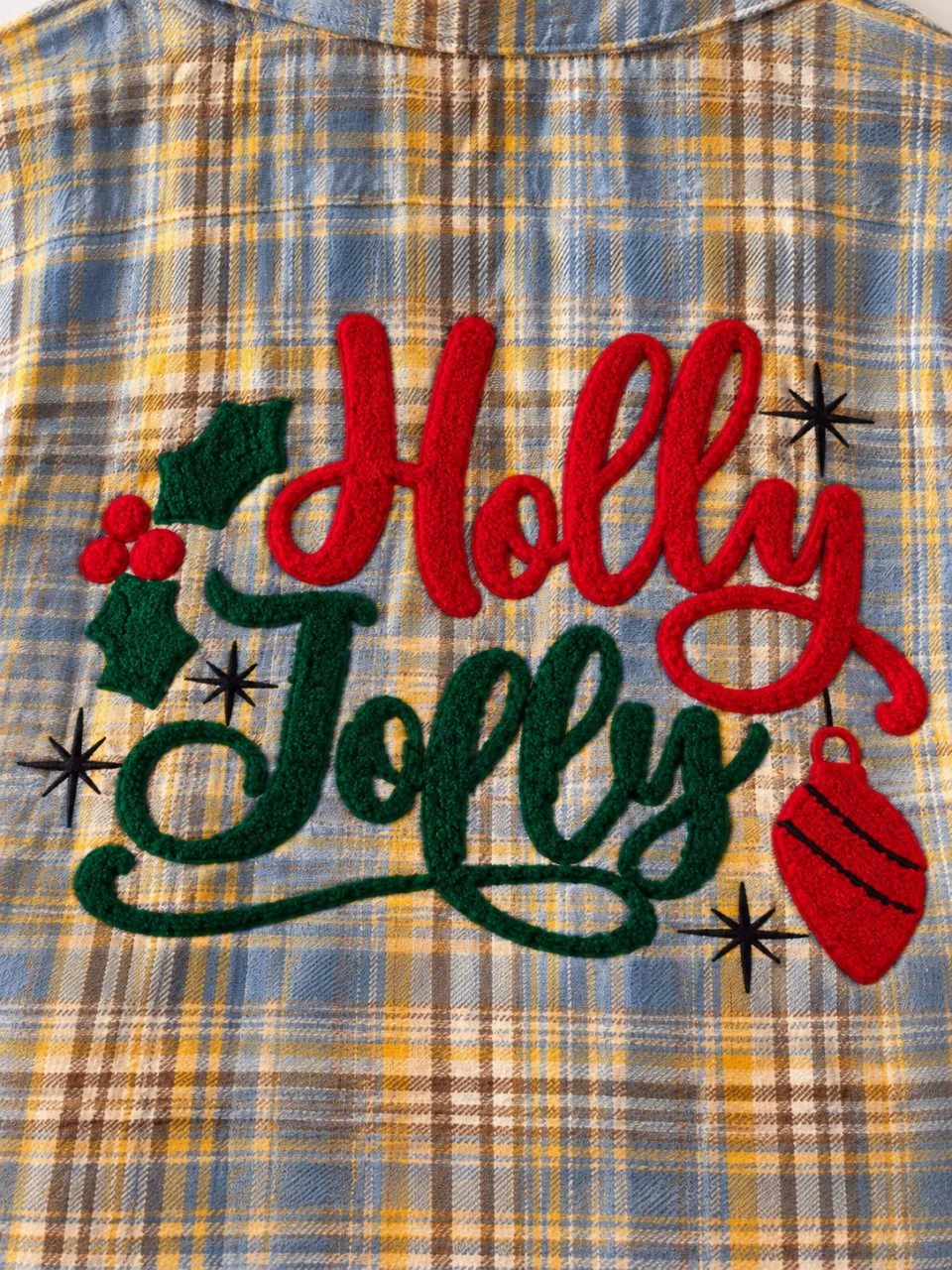 blue-and-gold Holly Jolly shirt - 6